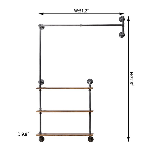 Industrial Pipe Clothes Rack, Heavy Duty Garment Rack , MultiPurpose