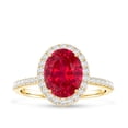 thumbnail image 4 of Rosec Jewels Lab Grown Ruby Oval Engagement Ring with Halo - 4 Carat - AAAA Grade - Certified Ruby Diamond Ring for Women, 18K Yellow Gold, US 5.00, 4 of 8