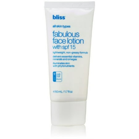 bliss Fabulous Face Lotion with SPF 15 | Lightweight, Non-Greasy Formula | Delivers Essential Vitamins, Minerals, & Omegas for Healthy Skin | Brightens Skin with Phytonutrients | 1.7 fl.