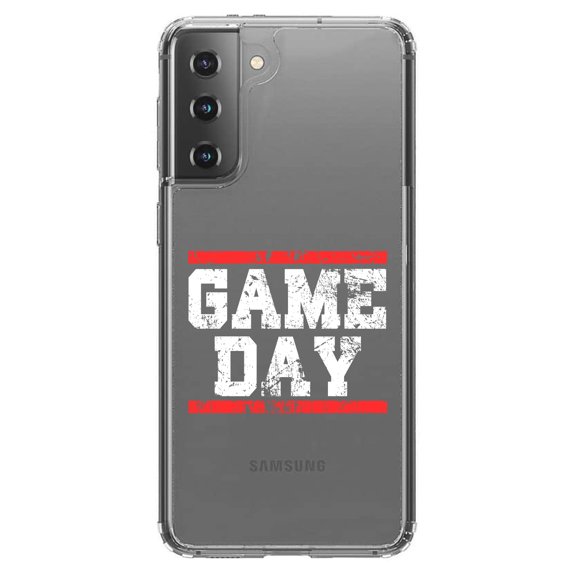 DistinctInk Clear Shockproof Hybrid Case for Galaxy S21  PLUS 5G (6.7" Screen) - TPU Bumper Acrylic Back Tempered Glass Screen Protector - Game Day