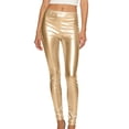 thumbnail image 6 of Womens Shiny Metallic Faux Leather Skinny Leggings, High Waist Stretch Tight Pants for Party Club Gold XL, 6 of 6