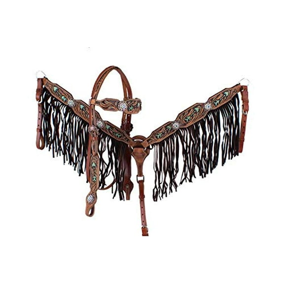 Showman Hand Painted Arrow Design Leather Headstall & Breast Collar Set w/ Reins