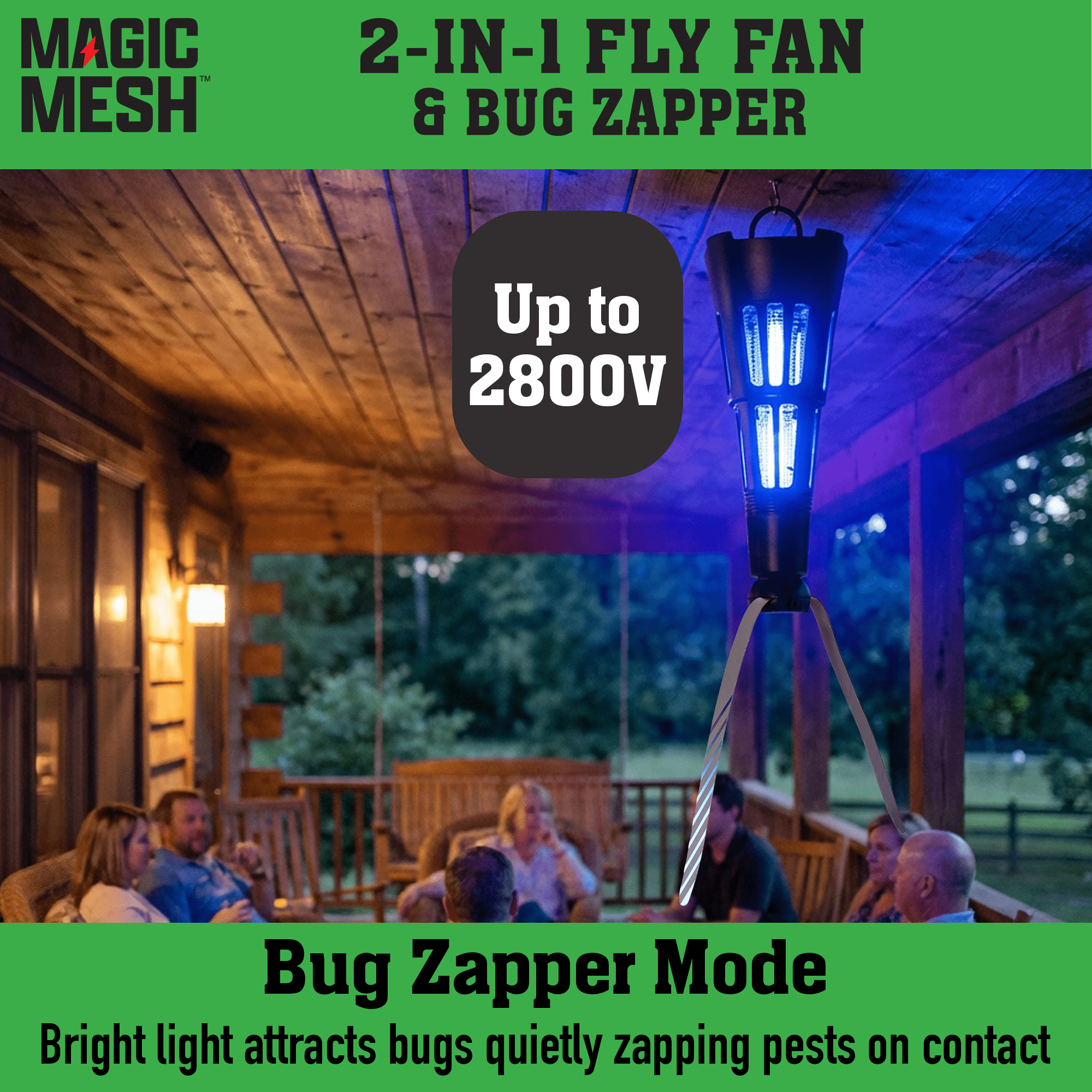 Magic Mesh 2 in 1 Fly Fan & Bug Zapper Chemical-Free Pest Control