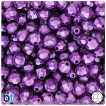 BeadTin Violet Pearl 10mm Faceted Round Plastic Beads (225pcs)