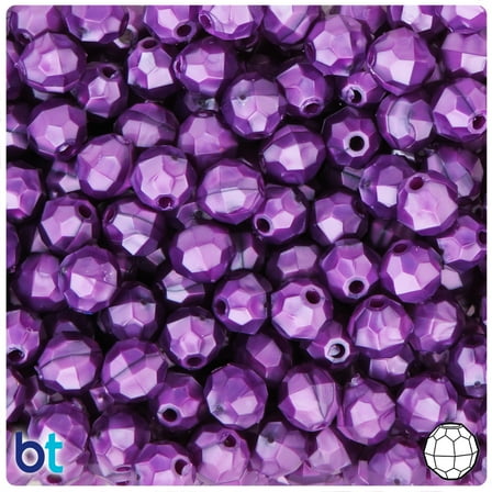 BeadTin Violet Pearl 10mm Faceted Round Plastic Beads (225pcs)