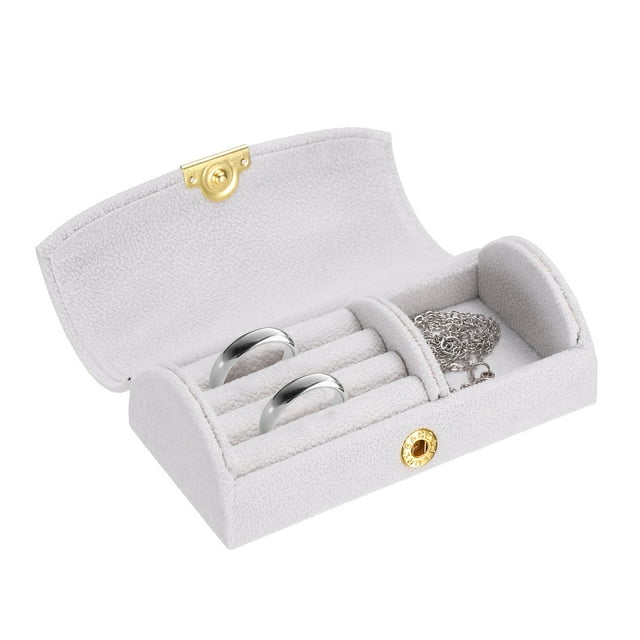 Caja de joyería de viaje pequeña Uxcell, caja para anillos, organizador de almacenamiento portátil para joyas para anillos, collares, aretes, regalo para mujeres y niñas con caja de regalo, gris