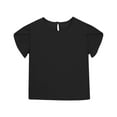 thumbnail image 3 of Gamivast Girls Cotton Linen T Shirts Summer Crewneck Petal Short Sleeve Shirts Loose Fit Cute Shirt Lightweight Flowy Solid Color Casual Tops Black 6-8 Camiseta De Para Niños Clearance, 3 of 4