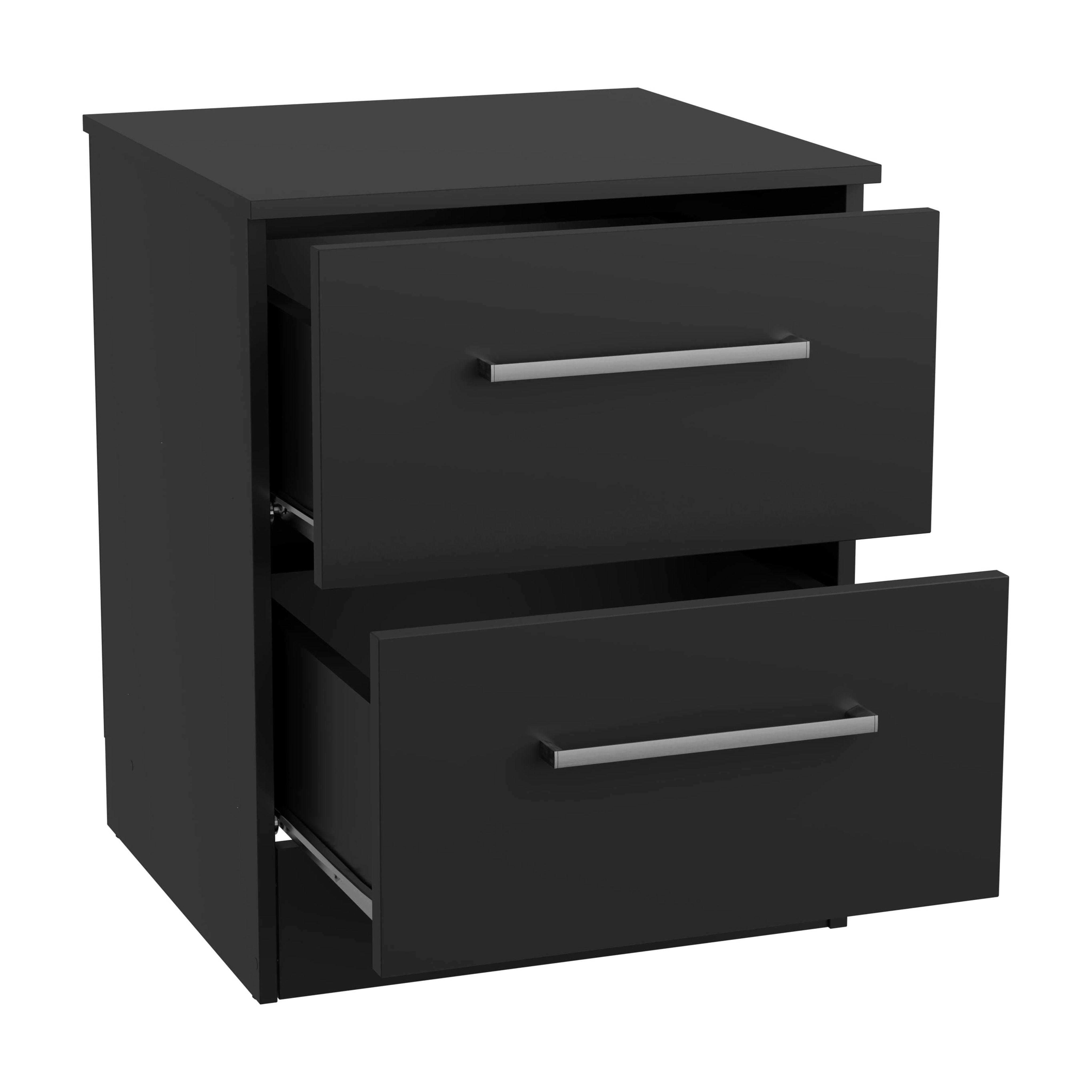 Kappesberg Jolyne 2-Drawer Nightstand Set of 2, Modern Black Bedroom Storage - for Adults and Teens