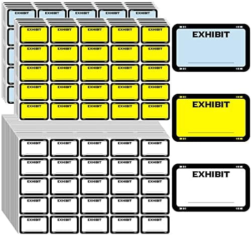 1000 Pcs Legal Exhibit Stickers Labels 1.65 x 1'' Plaintiff Exhibit Tabs Name Tags Stickers Blank File Folder Labels for Court Divider Office Legal Document File Classification(White, Blue, Yellow)