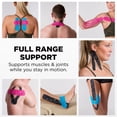 thumbnail image 5 of THERABAND Kinesiology Tape, Pink/White, 1 Roll, with XactStretch Indicators, Long-Lasting Athletic Tape for Shoulder, Back & Knee, Latex-Free & Water Resistant for Men and Women, Pre-Cut, 5 of 8