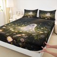 thumbnail image 3 of jejeloiu Cute Ghost Queen Sheet Sets,White Flower Daisy Flat Sheet,Rustic Farmhouse Cabin Queen Fitted Sheet For Girls,Ultra Soft Home Decor,4pcs, 3 of 7
