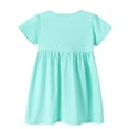 thumbnail image 3 of Tisuna Short Sleeve Dresses For Girls Toddler Animals Print Crew Neck Button Dress Breathable Soft Little Kids Summer Casual Dress Size 5 Years Mint Green, 3 of 9