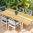 thumbnail image 2 of Yellow Khaki Boho Table Cloths for 8 Foot Rectangle Tables, Vintage Ethnic Tribe Abstract Art Patio Waterproof Elastic Fitted Tablecloths, Washable Rectangular Table Cover for Camping, 2 of 8