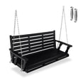 thumbnail image 6 of Fortune Candy 3-Seater Wooden Porch Swing with Hanging Chains, Heavy Duty 880 lbs, Black, 6 of 7