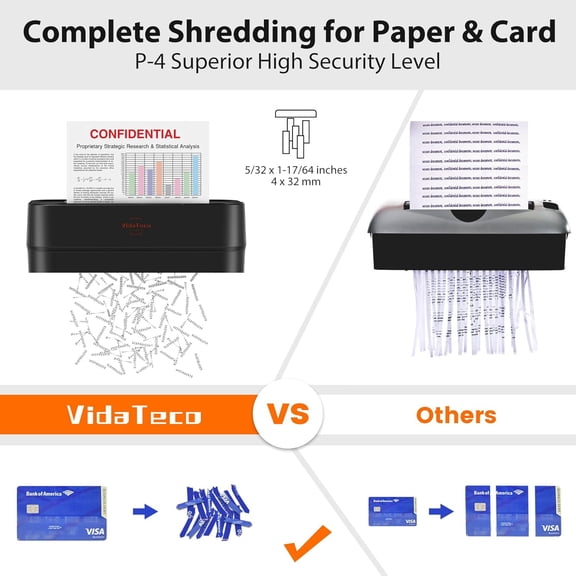 Shredder for Home Use 8-Sheet Cross-Cut Paper with P-4 Higher Security,Shred Card/Clip/Staple,Small Document Shredding Machine Office Heavy Duty Jam Proof,3.04-Gal Bin