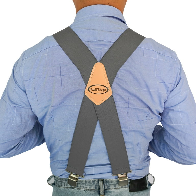 Mens Trouser Braces Elastic Adjustable Suspenders Solid Color Suspender X  Back Suspender with Clips