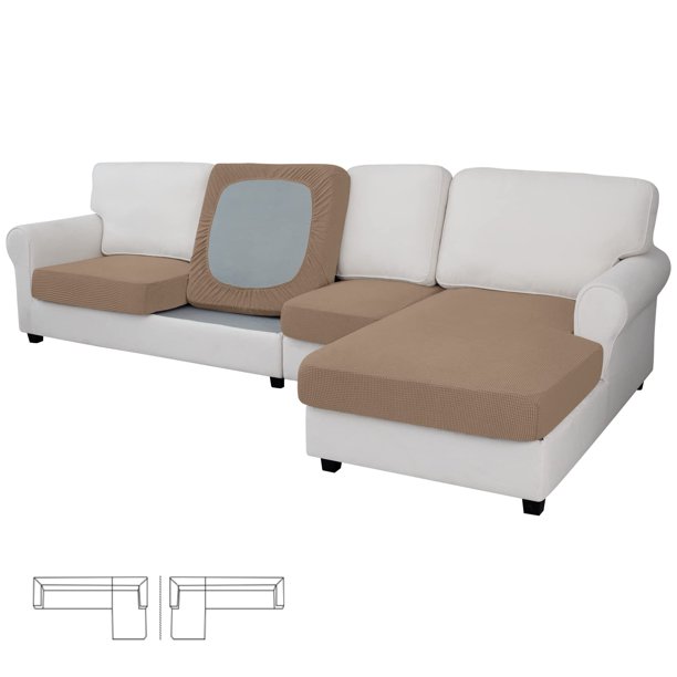 Funda para Cojines Elástica y Fácil de Usar 4 Piezas para Sofa Seccional