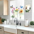 thumbnail image 6 of Country Watercolor Tie Up Curtain 54 Inches Long, Florals Sunflower Wildflowers Butterfly Balloon Style Kitchen Window Curtain Over Sink, Small Window Rod Pocket Curtain 42"x54", 6 of 9