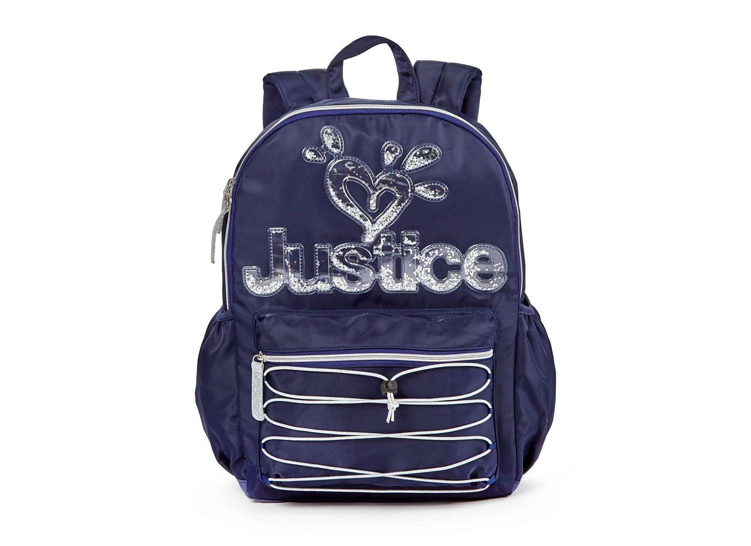 Justice™ Brand Girls Nylon Multi Compartment 17” Backpack With Glitter Logo And Zipper Pulls