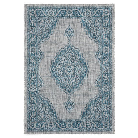 Designer Home Brooklyn Indoor/Outdoor Area Rug 3900 10263 Sant Andrea Aqua 5' 2" x 7' 6" Rectangle