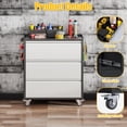 thumbnail image 5 of Metal Garage Storage Cabinet with Wheels, 3-Drawer Rolling Tool Chest with Lockable Casters & Pegboard for Workshop, Office, Black Gray, 5 of 9