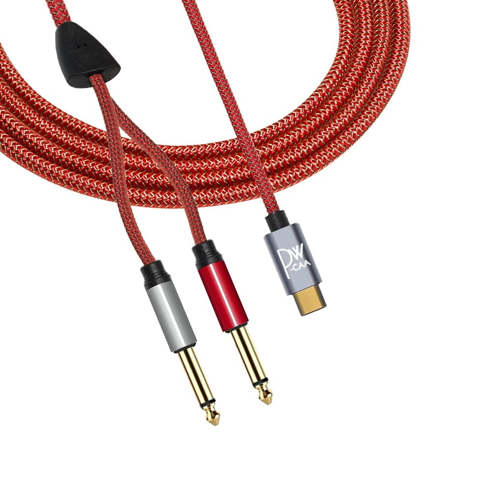 USB C to 1/4 Audio Cable USB C to Dual 6.35mm Mono Y Splitter Cable USB