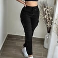 thumbnail image 5 of TAGOLD Womens Summer Full Length Pants Solid Color Elastic Waist Tapered Leg Large Cargo Pocket Pants, 5 of 5