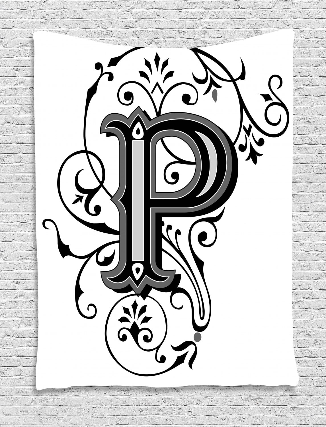 letter p tapestry floral swirls essence blooms letters baroque