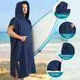 thumbnail image 2 of SUN CUBE Surf Poncho Changing Robe with Hood, Quick Dry Microfiber Wetsuit Changing Towel for Surfing Beach Swim Outdoor Sports Men, Absorbent Wearable Towel Cover Up with Pocket, Navy Blue, 2 of 7