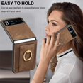 thumbnail image 7 of Compatible Motorola Moto Razr 2023 Case Wallet,Motorola Razr 2023 Wallet Case Leather,Luxury Hard PC+PU Leather Protective Ring Phone Case for Moto Razr 40 Case New Motorola Razr 2023 Case Brown, 7 of 7