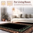 thumbnail image 2 of ODIKA 8' Machine Washable Non-Slip Area Rug, Classic Medallion with Black and Green Accents High Traffic Rug, Black, 313911, 2 of 7