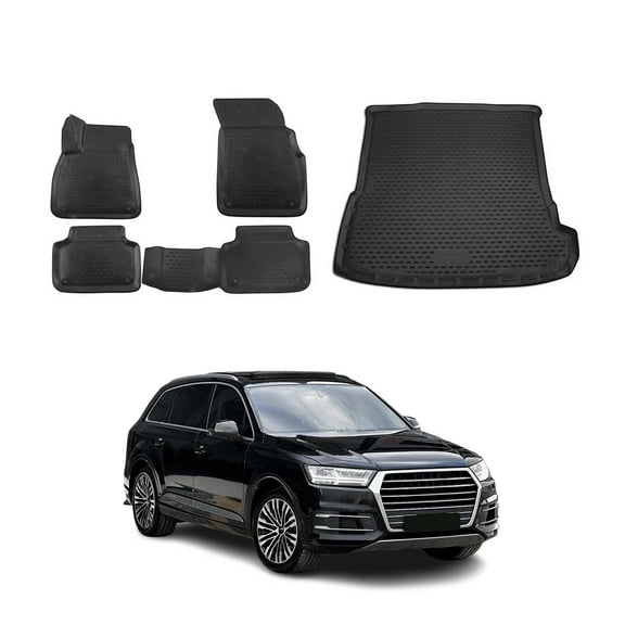 Custom Floor Mats & Cargo Liners for Audi Q7 2017-2025 Black 5 Pcs