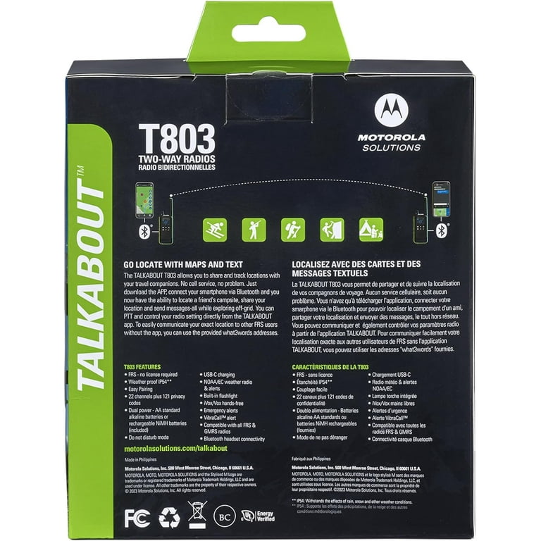 Motorola T803 Two-Way Radios 35 mi Bluetooth, Weatherproof, Lime