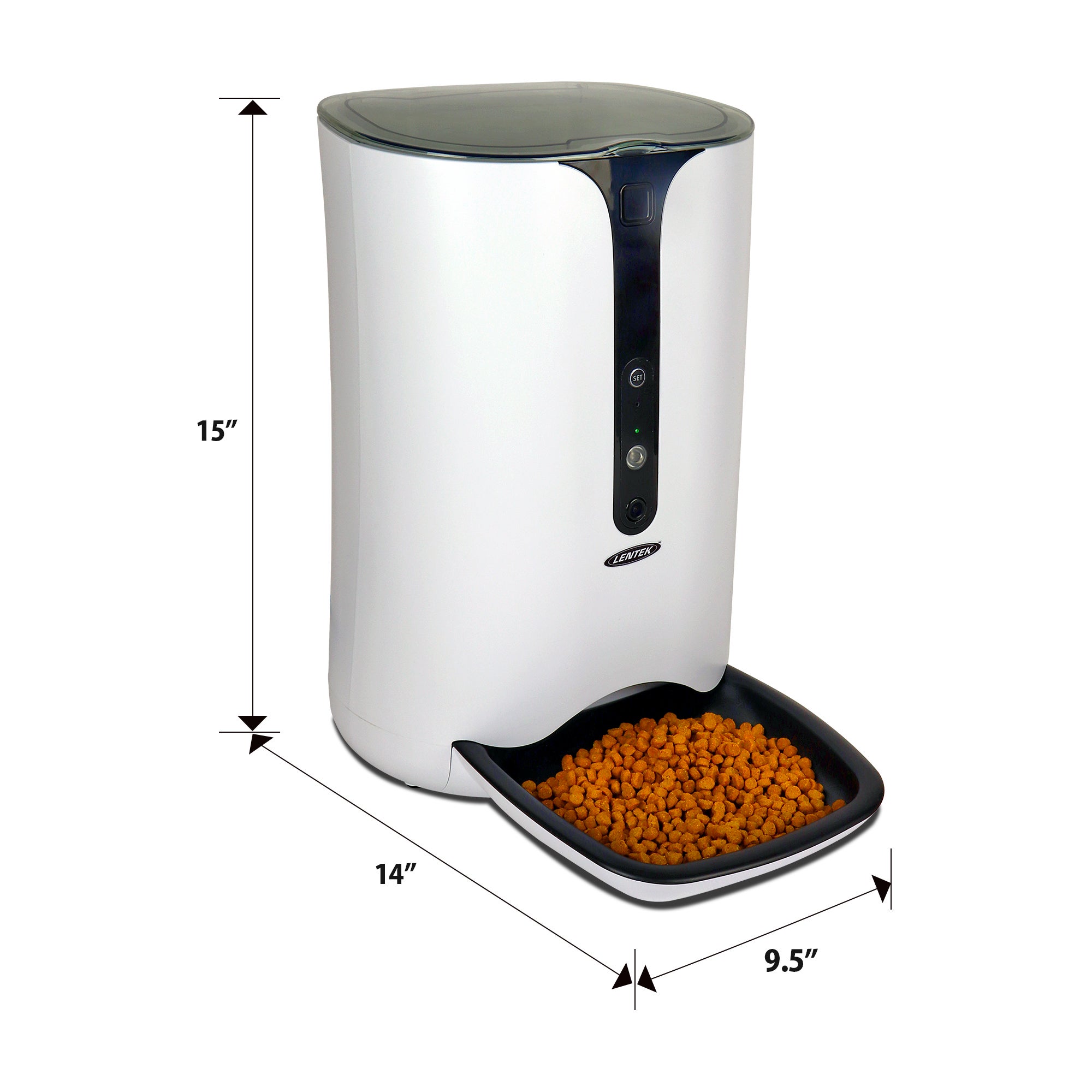 Lentek Smart Pet Feeder with 720p HD Video, 2-Way Audio, 200 oz. Programmable WiFi Cat or Dog Food Dispenser, Schedule Mealtimes, Automatic Portion Control, Free App for iPhone and Android Smartphone