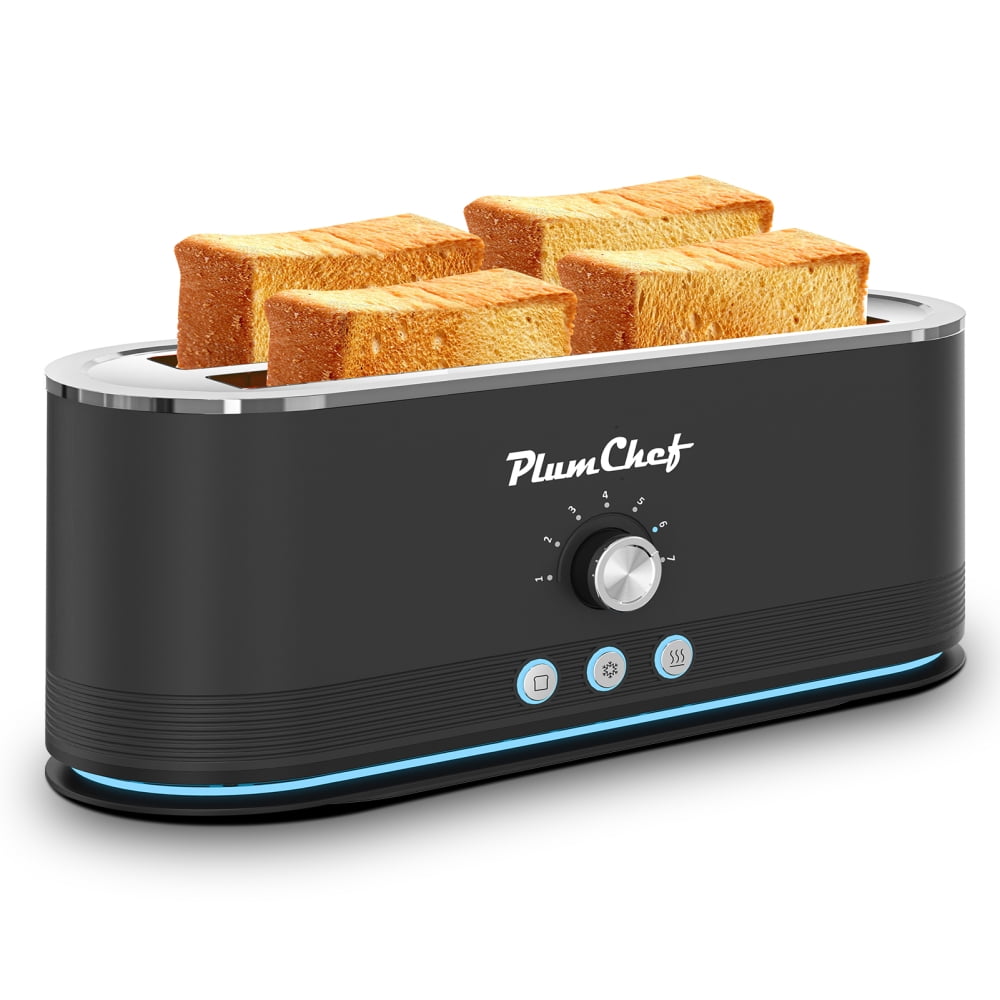 4-Slice Stainless Steel Toaster 1400W - 7 Browning Settings, Defrost/Reheat, Anti-Jam