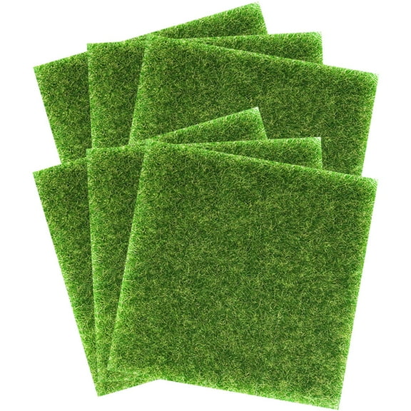 FENGGUIQU 6Pcs Green Decorative Grass Mats for DIY Indoor Outdoor Landscaping Rustic Farmhouse Decor