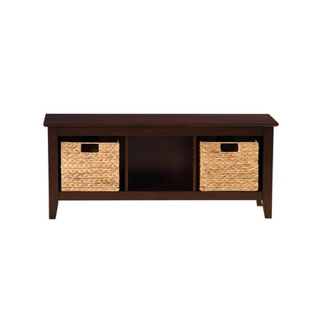 Home Fare Farmhouse Style 3 Basket Storage Bench Walmart