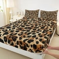 thumbnail image 3 of Homewish Leopard Print 4-Piece Full Size Sheets For Adults Teens,Black Brown Bed Sheets,Abstract Geometric Lightweight Sheet Sets,Breathable Home Decor, 3 of 7
