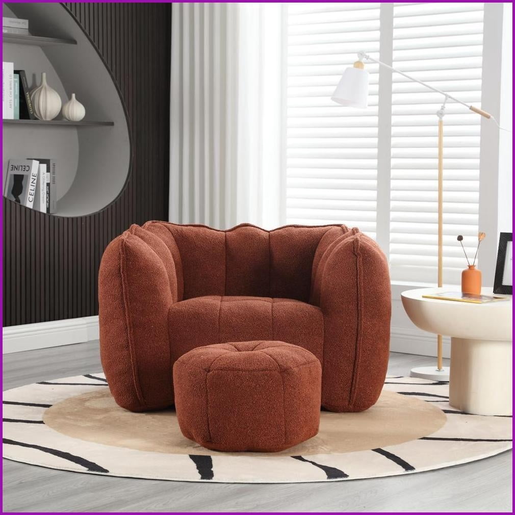Adult Square Bean Bag Chair with Footstool – High-Resilient Foam for Gaming/Reading | Chenille | Square