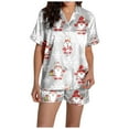 thumbnail image 3 of Bamboo Pajama Sets for Women – Cooling Sleepwear, Eco-Friendly Lounge Sets for Summer Women's Santa Print Short Sleeve Shirt & Shorts Pajama Set Festive Sleepwear Combo, 3 of 7