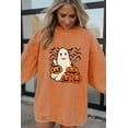 thumbnail image 4 of Women's Orange Halloween Ghost & Pumpkin Bat Print Pullover Sweatshirt - [ZhiHiMeRi] | (US 4-6)S, 4 of 9