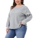 thumbnail image 4 of Sudadera de punto waffle para mujer Agnes Orinda, talla grande, cuello redondo, mangas largas, camiseta casual con dobladillo curvado, 2X gris plateado, 4 of 5