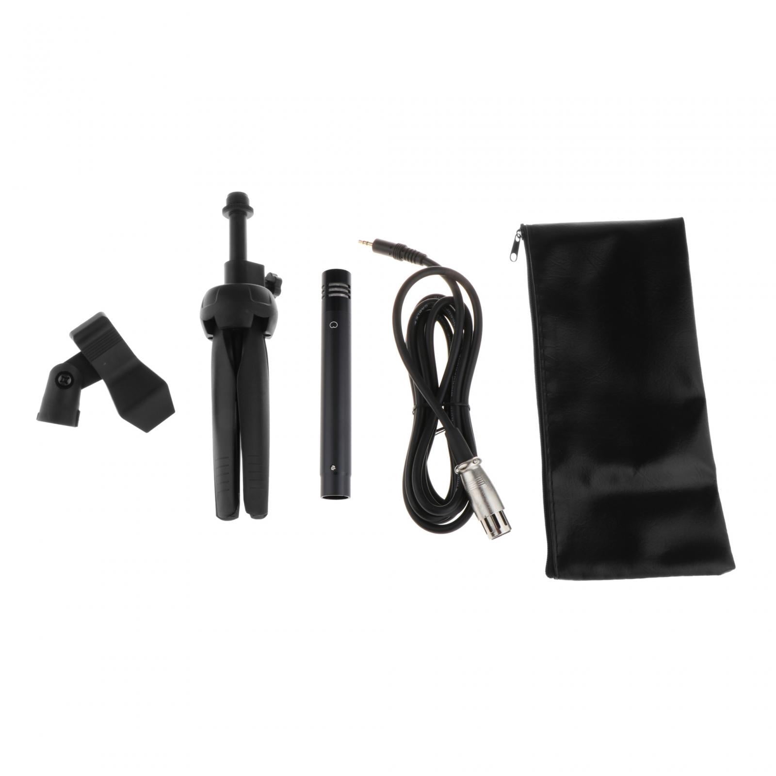 LeeQinersw Interview Microphone with Desktop Stand 3.5mm with Mic Clip Omnidirectional Mic Black