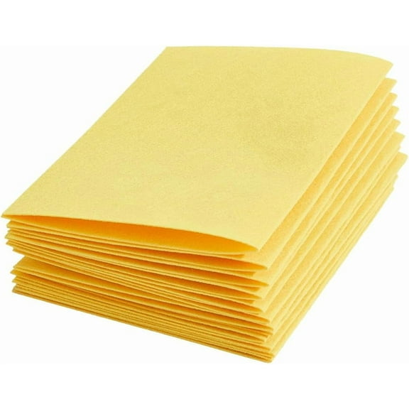 15Pcs 7" x 11" Felt Paper Sheets Yellow Fabric Felt Gold Non Woven Large Pastel Rectangle Plain Color Stiff Thick Felts