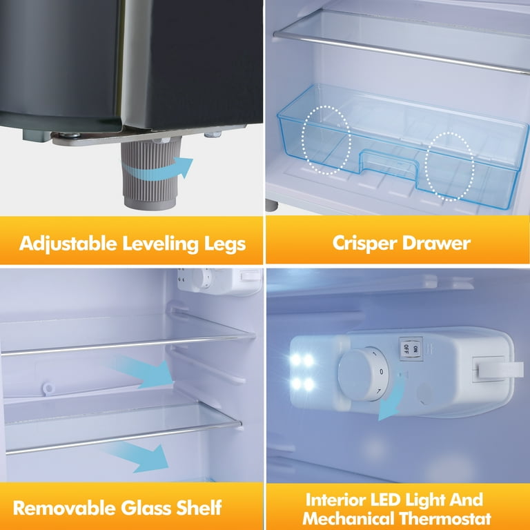WANAI Compact Dorm Refrigerator - 3.5 Cu Ft Two Door Mini