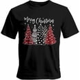 thumbnail image 1 of Camisetas gráficas informales de manga corta con árbol de Navidad rojo sobre fondo negro para hombre, 1 of 8