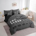 thumbnail image 3 of Feelyou Eat Sleep Ice Hockey Print Twin Bedding Sets 7pcs, Gray Ice Hockey Rink Bedding Comforter Set, Teens Kids Sports Sheet Sets, 3 of 8