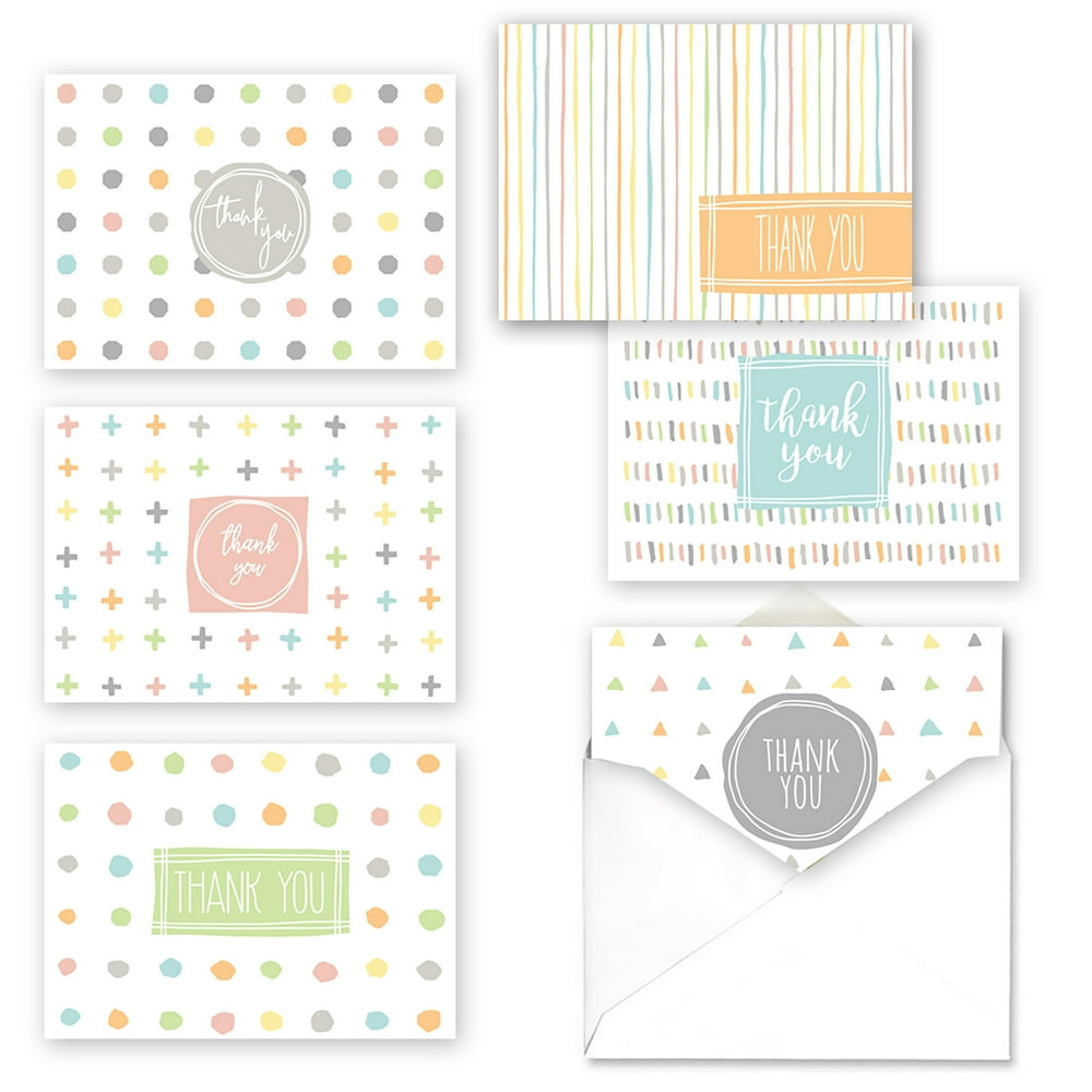 Simply Shapes Thank You Note Card Assortment set of 36