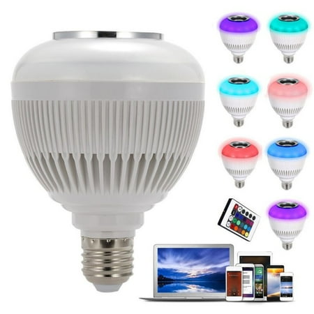 Lamp Audio - Mancro Intelligent E27 LED White + RGB Light Ball Bulb Colorful Lamp Smart Music Audio Bluetooth 4.0 Speaker with Remote Control for Home, Stage