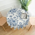 thumbnail image 2 of Blue Floral Tablecloth Round 70 x 70 Inch Chinoiserie Flowers Table Cloth Polyester Fabric Vintage Spring Summer Farmhouse Table Cover for Kitchen Party Dining Picnic Outdoor Decor, 2 of 7